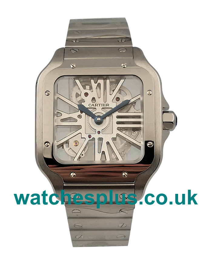 UK Best 1:1 Cartier Santos WHSA0015 Replica Watches With Skeleton Dials For Sale