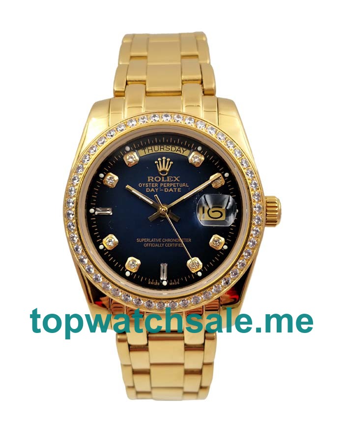 UK Perfect Rolex Day-Date 18038 Replica Watches With Blue Dials For Sale