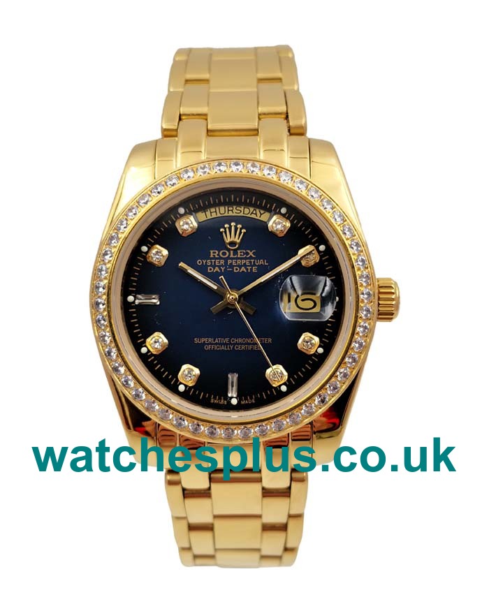 UK Perfect Rolex Day-Date 18038 Replica Watches With Blue Dials For Sale