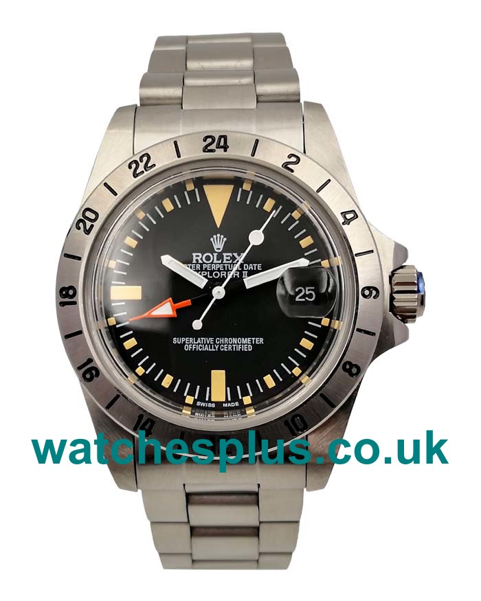 UK Perfect Rolex Explorer II 1655 Replica Black Dial Steel Case For Men