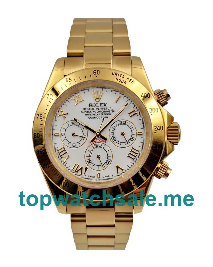 40 MM Best 1:1 Rolex Daytona 116528 Replica Watches With White Dials For Sale