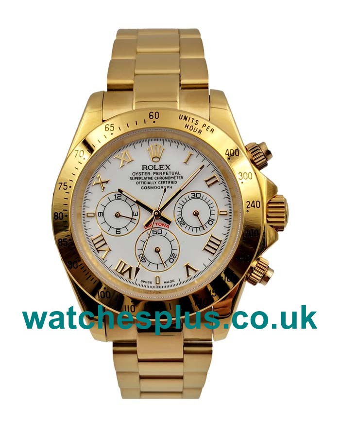 40 MM Best 1:1 Rolex Daytona 116528 Replica Watches With White Dials For Sale