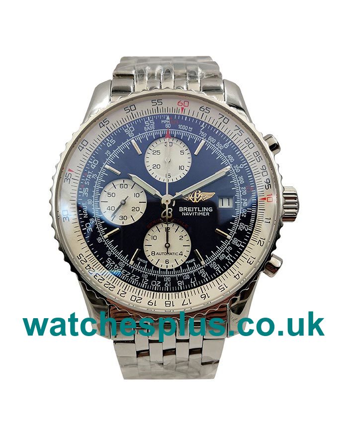 UK Luxury 1:1 Fake Breitling Navitimer A13324 With Blue Dials And Steel Cases For Men