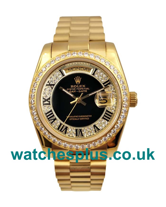 UK Best 1:1 Rolex Day-Date 118388 Replica Watches With Black Dials For Sale