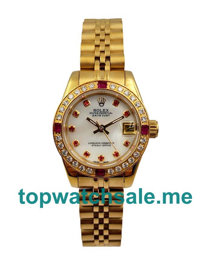 UK Luxury Rolex Lady-Datejust 179138 Replica Watches With White Mother-Of-Pearl Dials For Women