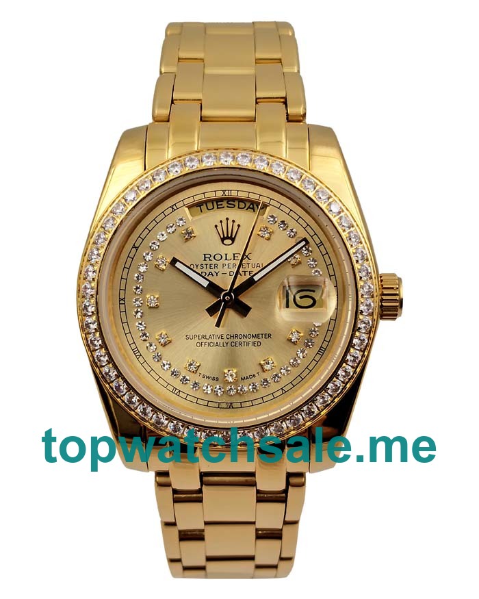 UK Best Quality Replica Rolex Day-Date 118348 With Champagne Dials And Gold Cases Online