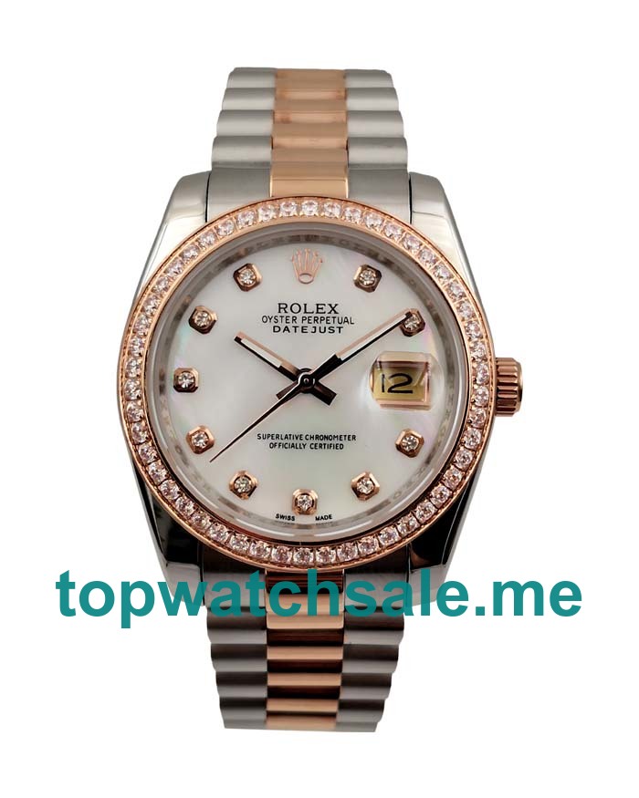 UK Best 1:1 Rolex Datejust 126281 Replica Watches With White Mother-Of-Pearl Dials For Sale