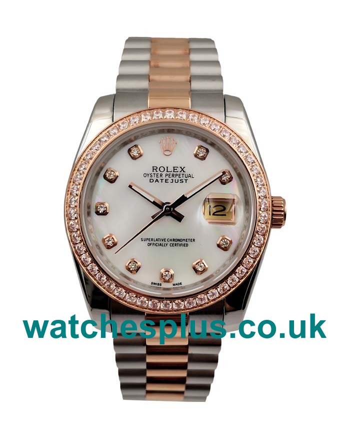 UK Best 1:1 Rolex Datejust 126281 Replica Watches With White Mother-Of-Pearl Dials For Sale