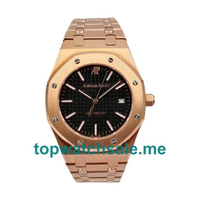 UK Perfect Replica Audemars Piguet Royal Oak Jumbo 15400OR.OO.1220OR.01 Watches With Black Dials For Men