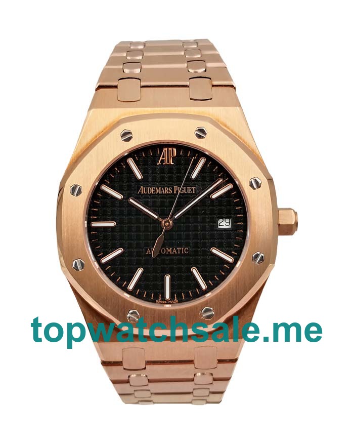 UK Perfect Replica Audemars Piguet Royal Oak Jumbo 15400OR.OO.1220OR.01 Watches With Black Dials For Men