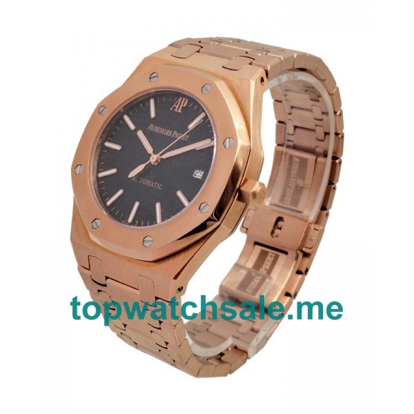UK Perfect Replica Audemars Piguet Royal Oak Jumbo 15400OR.OO.1220OR.01 Watches With Black Dials For Men