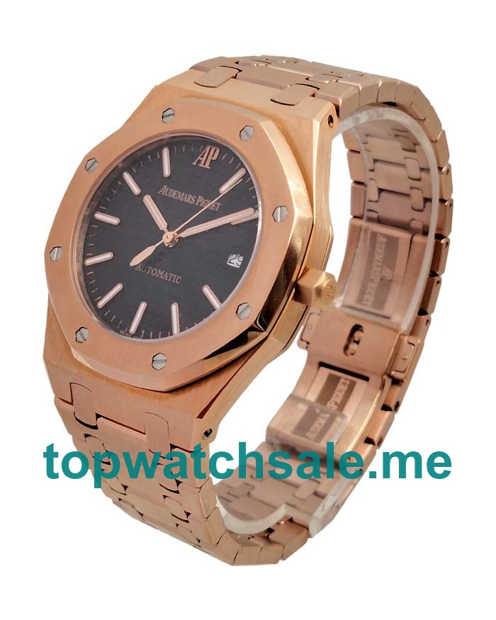 UK Perfect Replica Audemars Piguet Royal Oak Jumbo 15400OR.OO.1220OR.01 Watches With Black Dials For Men