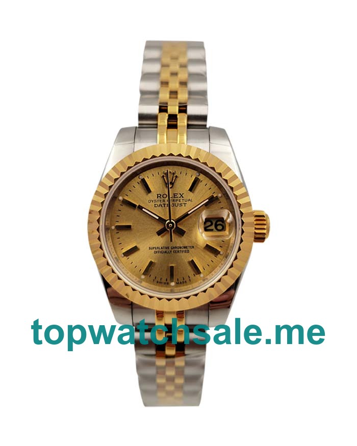 UK High Quality Rolex Lady-Datejust 76193 Replica Watches With Champagne Dials For Women