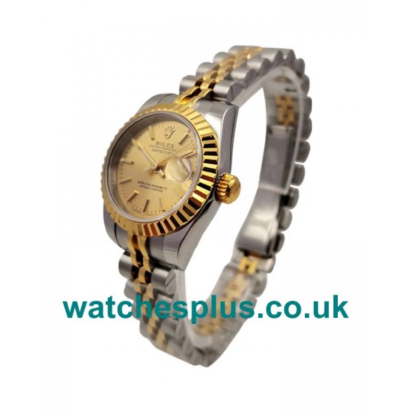 UK High Quality Rolex Lady-Datejust 76193 Replica Watches With Champagne Dials For Women