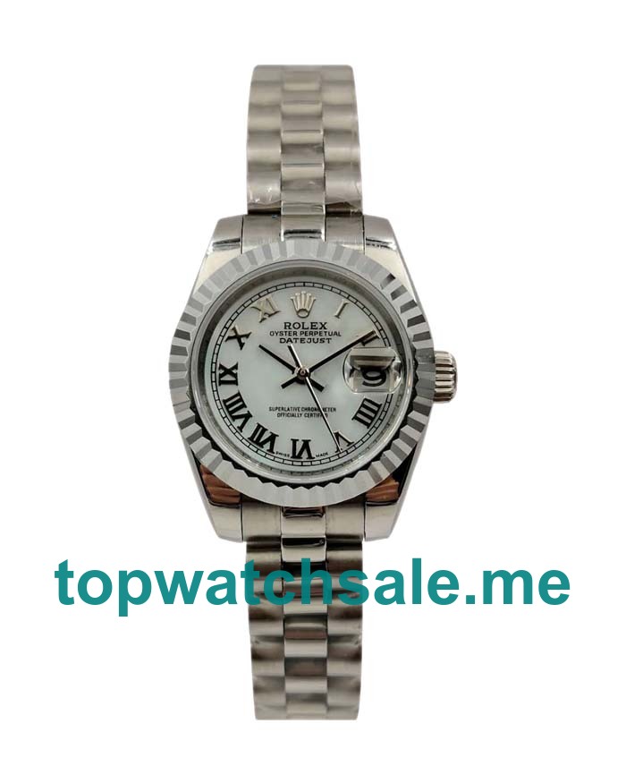 UK Best Quality Rolex Lady-Datejust 79174 Replica Watches With White Dials For Women