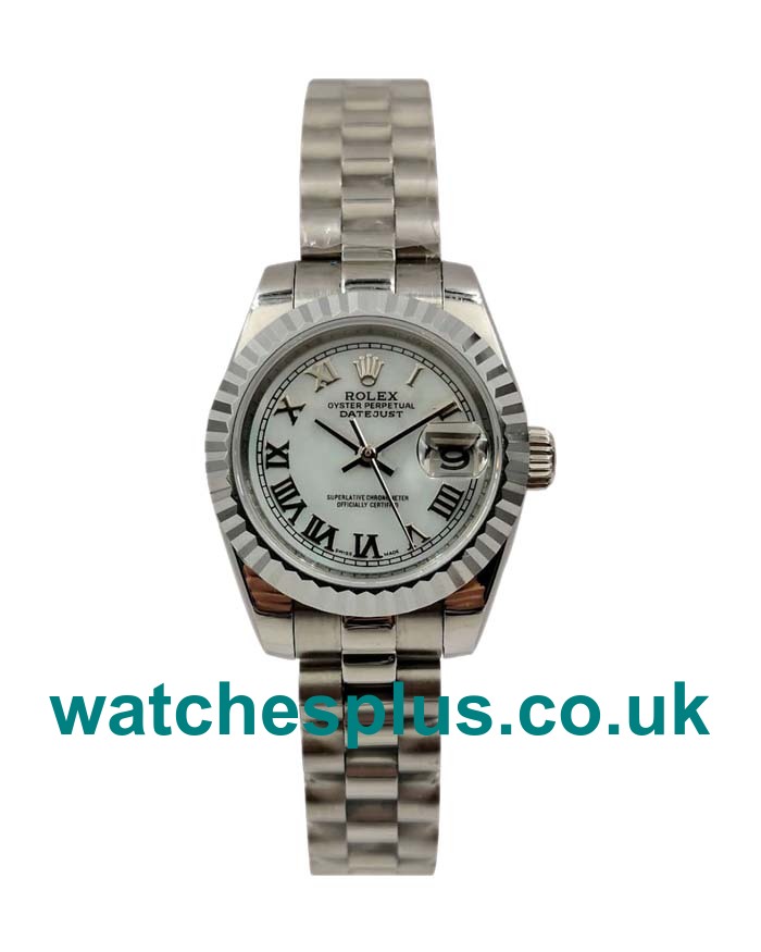 UK Best Quality Rolex Lady-Datejust 79174 Replica Watches With White Dials For Women