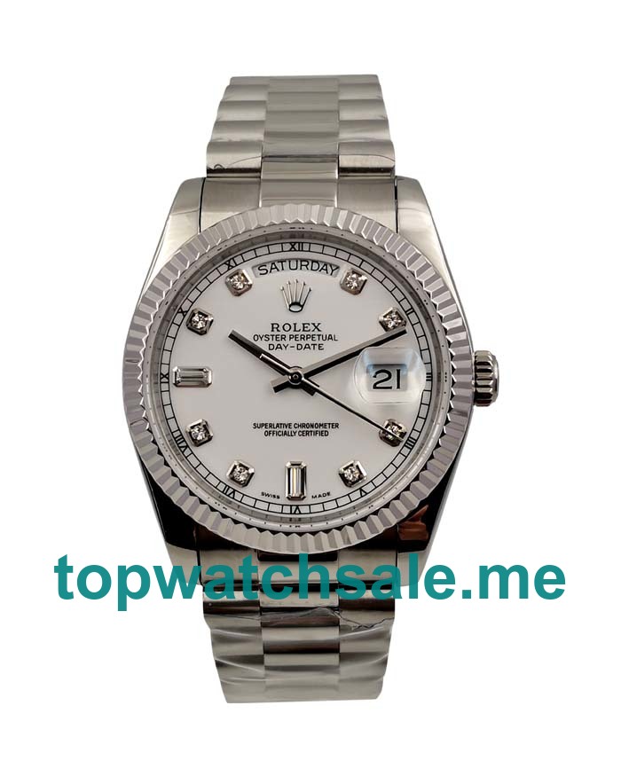 UK Best 1:1 Rolex Day-Date 118239 Replica Watches With White Dials For Sale