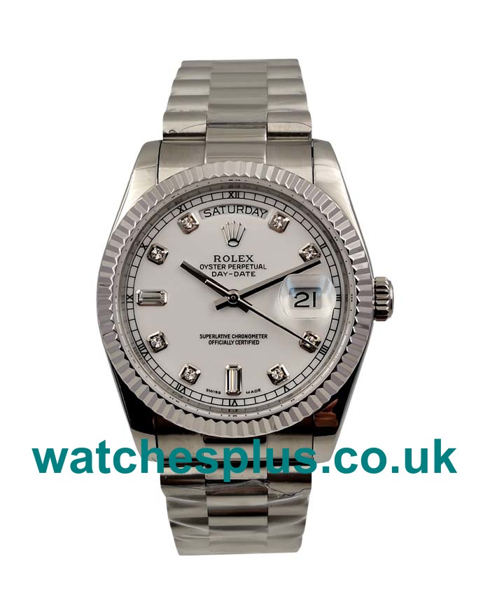 UK Best 1:1 Rolex Day-Date 118239 Replica Watches With White Dials For Sale