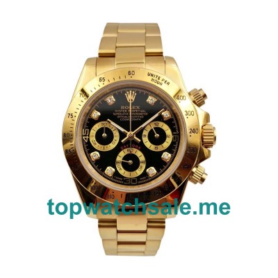 High End 40 MM Rolex Daytona 116528 Fake Watches With Black Dials For Sale