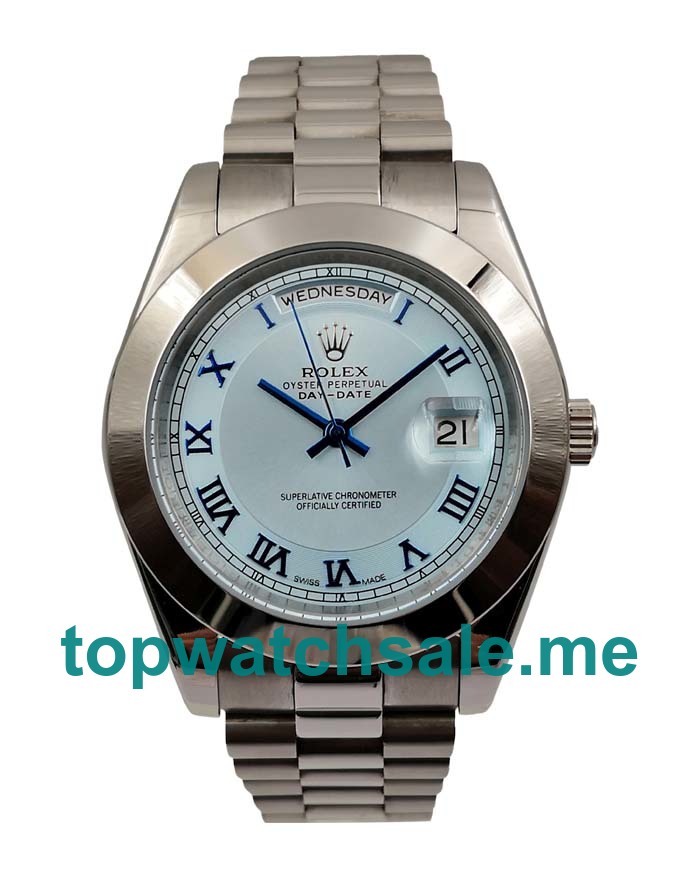 UK Best 1:1 Ice Blue Dials Replica Rolex Day-Date 218206 With Steel Cases For Men
