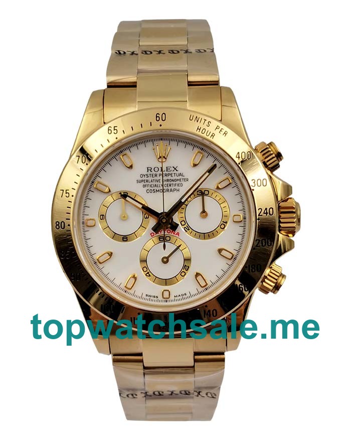 UK Swiss Made Rolex Daytona 116528 Replica Watches With White Dials For Men