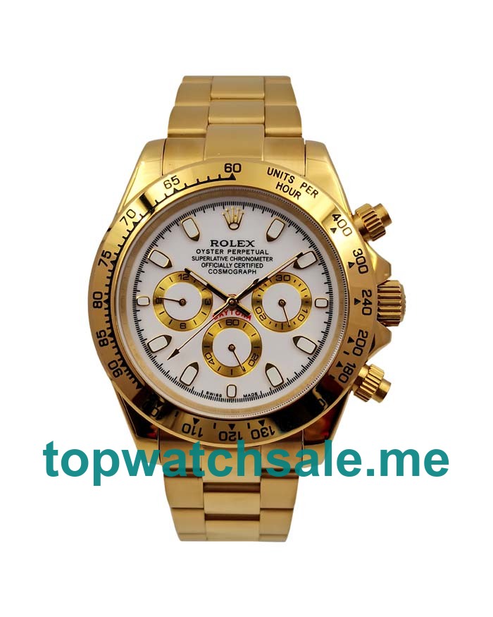 UK Luxury 1:1 Rolex Daytona 116508 Replica Watches With White Dials And Gold Cases For Sale
