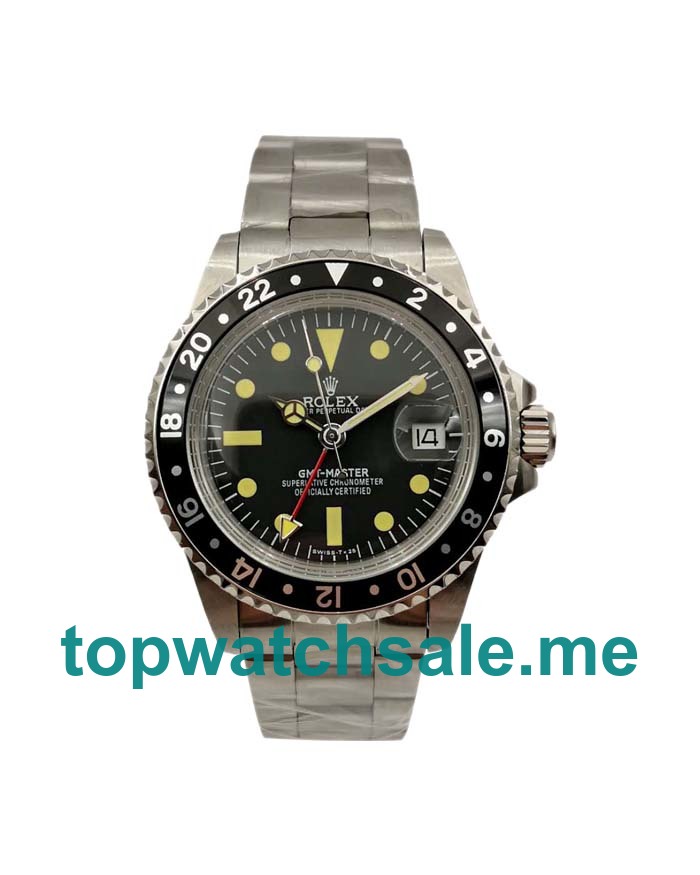 UK Perfect Fake Rolex GMT-Master 1675 With Black Dials Stainless Steel Cases For Men