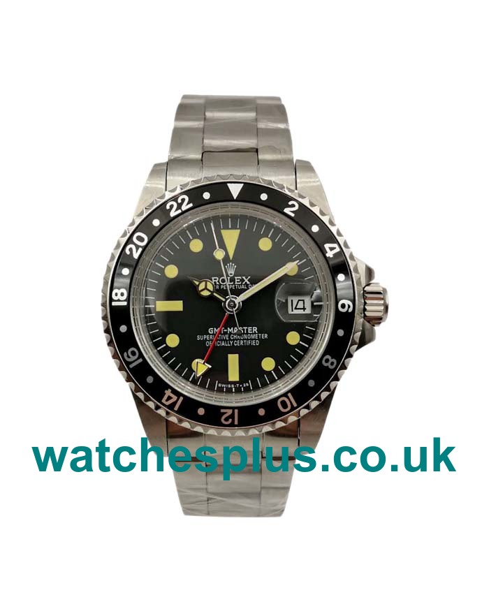 UK Perfect Fake Rolex GMT-Master 1675 With Black Dials Stainless Steel Cases For Men