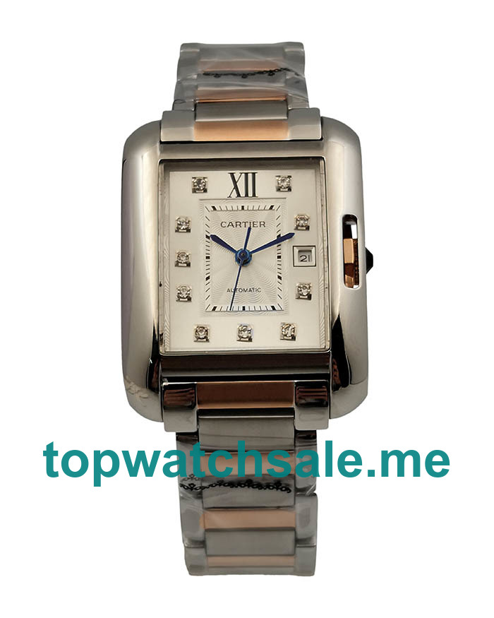 UK Perfect Cartier Tank Anglaise WT100025 Replica Watches With Silver Dials For Women