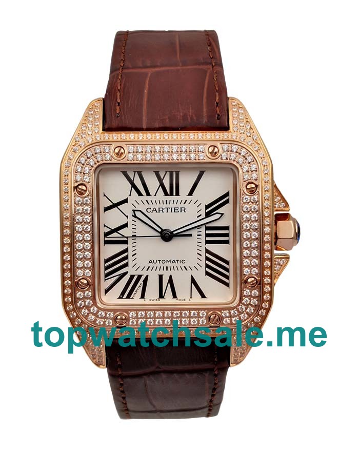 UK Top Quality Cartier Santos WM502151 Replica Watches With White Dials For Sale