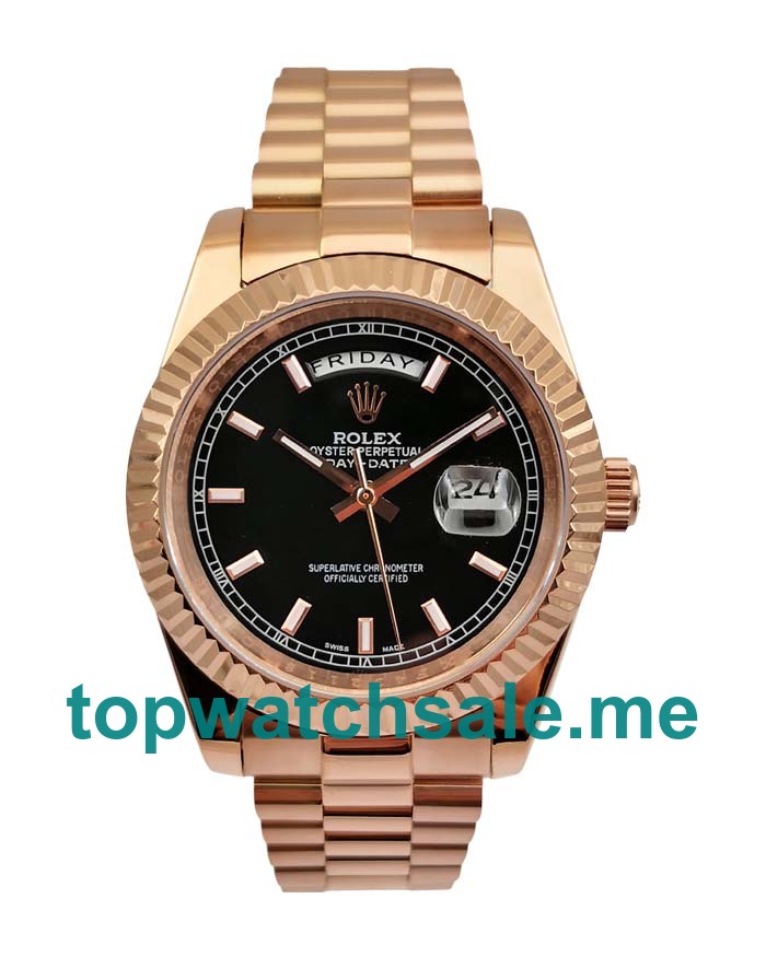 UK Cheap Rolex Day-Date II 218235 Replica Watches With Black Dials For Sale