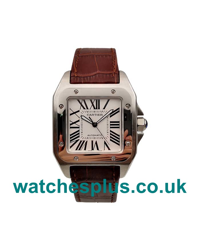 UK Best Cartier Santos 100 W20106X8 Replica Watches With White Dials For Men