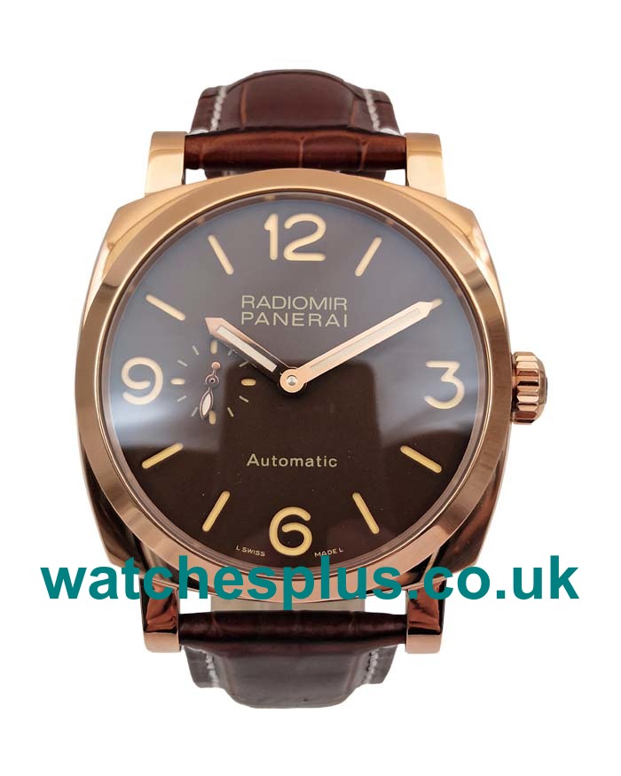 UK Swiss 47 MM Fake Panerai Radiomir PAM00515 With Brown Dials Red Gold Cases For Sale