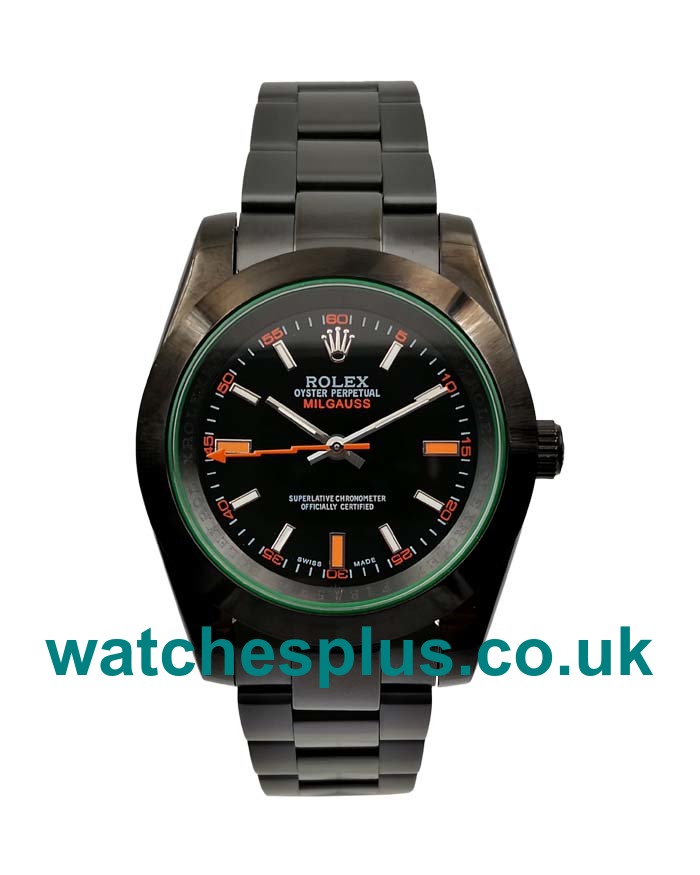 UK Cheap Rolex Milgauss 116400 GV Replica Watches With Black Dials Online