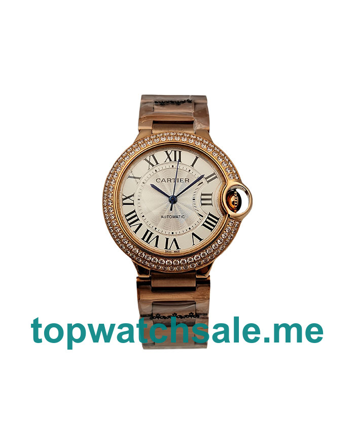 UK Top Swiss Cartier Ballon Bleu WE9005Z3 Replica Watches With Silver Dials Diamonds Bezels