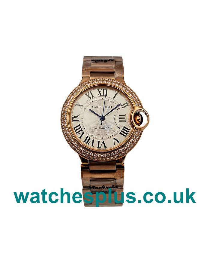 UK Top Swiss Cartier Ballon Bleu WE9005Z3 Replica Watches With Silver Dials Diamonds Bezels