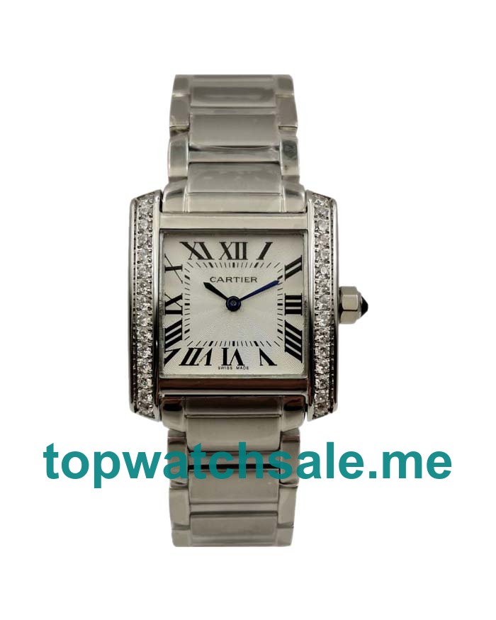 UK Best 1:1 Cartier Tank Francaise WE1002S3 Replica Watches With Silver Dials For Women