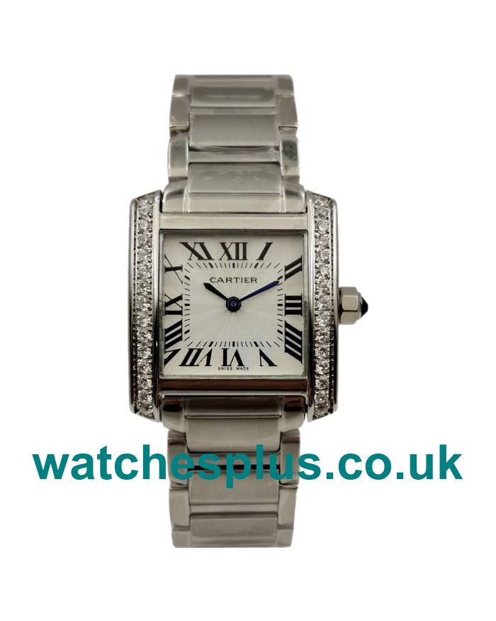 UK Best 1:1 Cartier Tank Francaise WE1002S3 Replica Watches With Silver Dials For Women