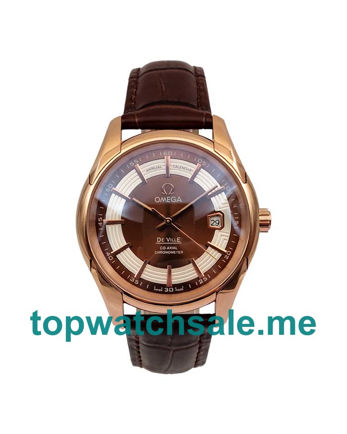 UK Perfect Omega De Ville Hour Vision 431.63.41.21.13.001 Replica Watches With Brown Dials For Men