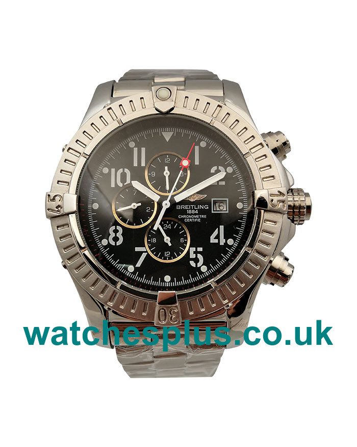 UK Swiss Replica Breitling Chrono Avenger E13360 Black Dial Titanium Bracelet