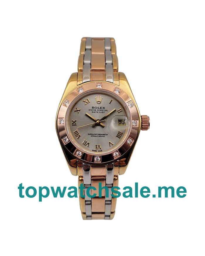 UK Best Quality Rolex Pearlmaster 80318 Replica Watches With Rhodium Dials For Women