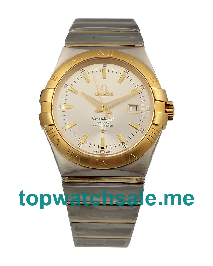 UK Luxury Fake Omega Constellation 123.20.38.21.02.005 With Silver Dial Steel & Gold Case