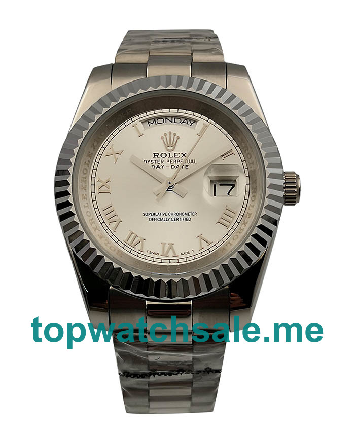 UK Perfect 1:1 Rolex Day-Date II 218239 Replica Watches With Silver Dials For Sale