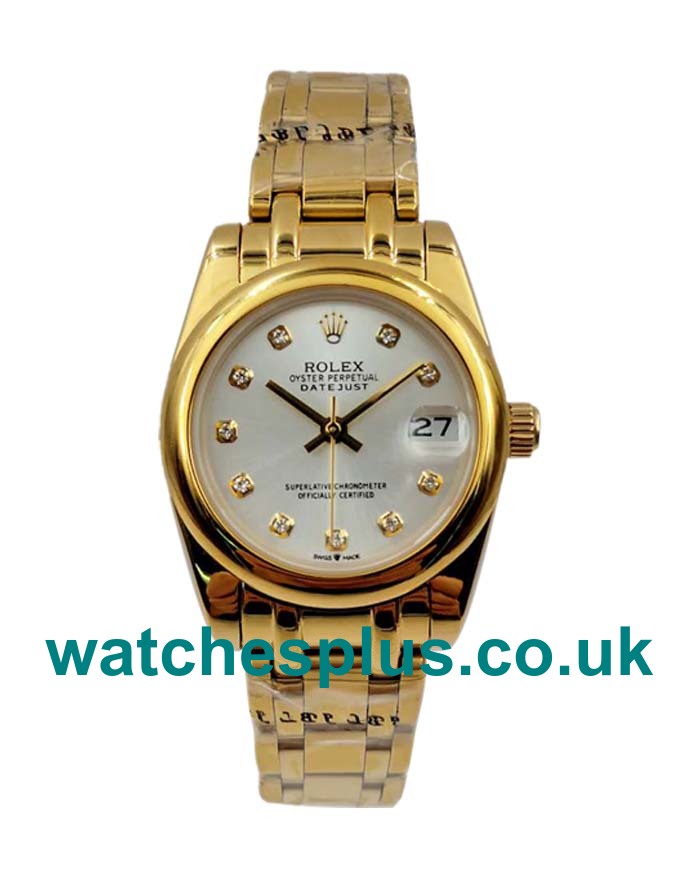 UK Best 1:1 Rolex Pearlmaster 81208 Replica Watches With Silver Dials For Women