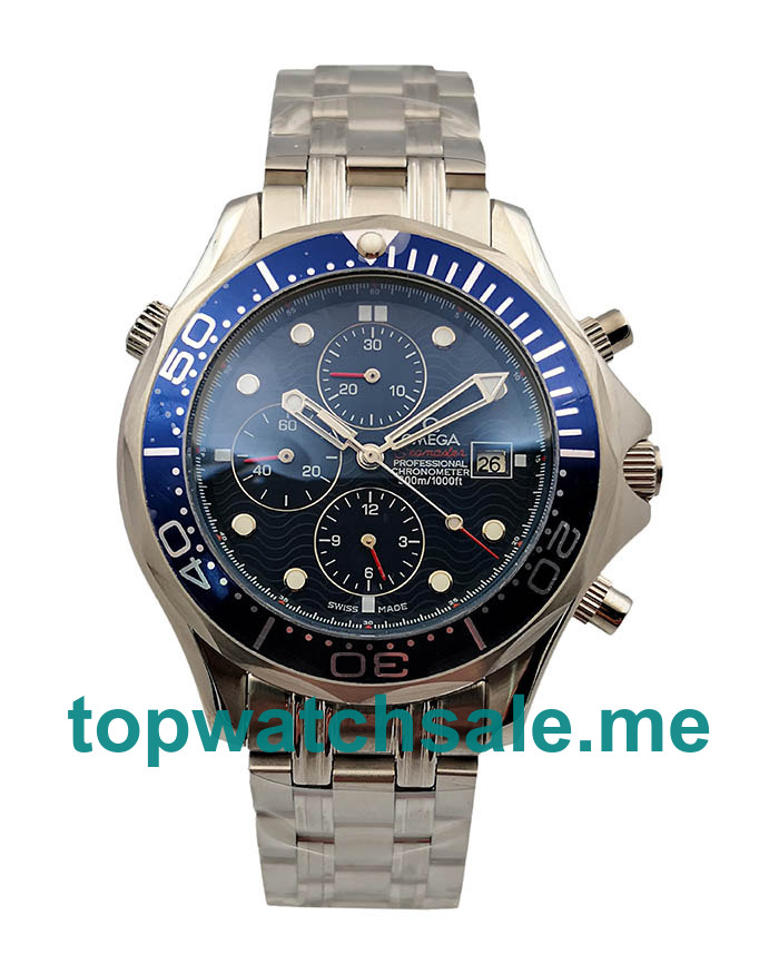 UK Best Quality Replica Omega Seamaster Chrono Diver 2599.80.00 With Blue Dials Steel Cases For Men