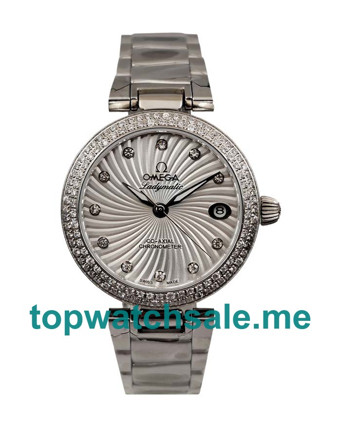 AAA Quality Omega De Ville Ladymatic 425.35.34.20.55.001 Replica Watches With White Mother-Of-Pearl Dials Online