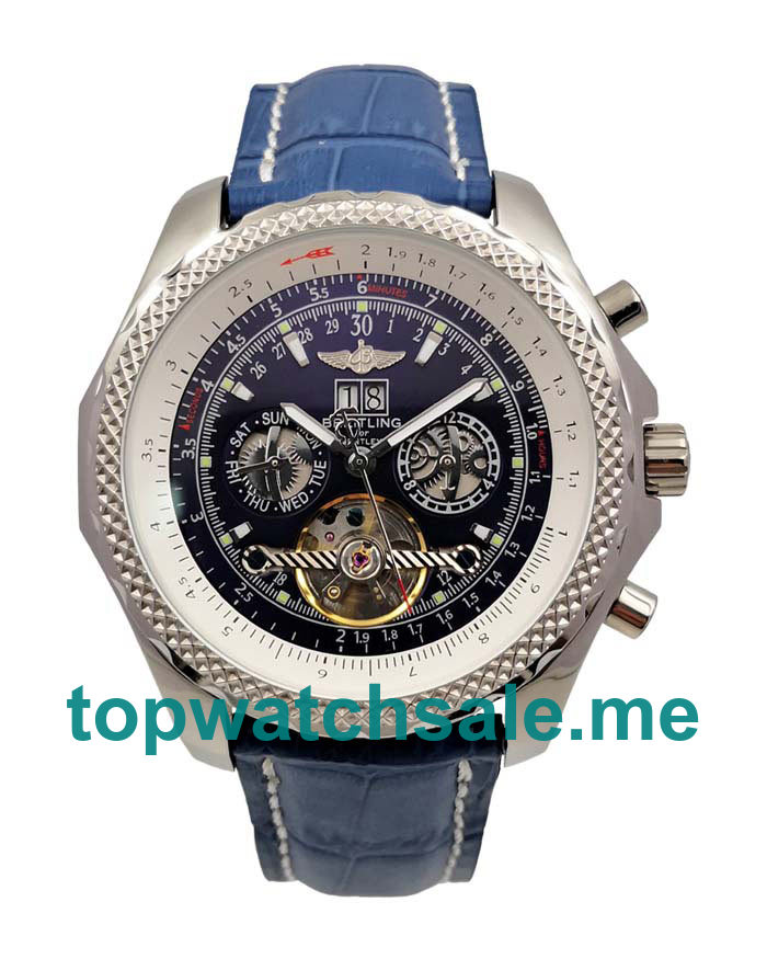 UK Cheap 47 MM Breitling Bentley Mulliner Tourbillon Fake Watches With Blue Dials For Sale