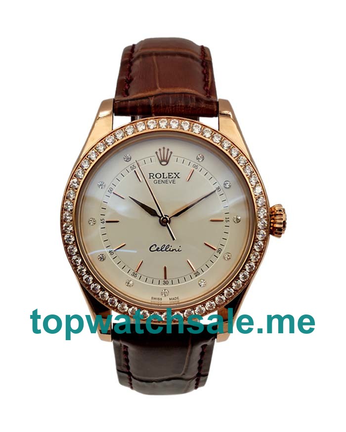 UK Perfect Rolex Cellini 5310 Replica Watches With 39 MM Rose Gold Cases For Sale