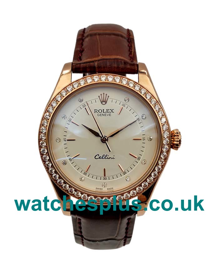 UK Perfect Rolex Cellini 5310 Replica Watches With 39 MM Rose Gold Cases For Sale