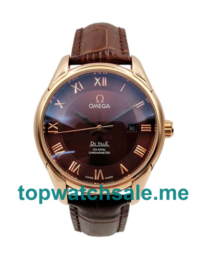AAA Quality Omega De Ville Hour Vision 431.53.41.21.13.001 Replica Watches With Rose Gold Cases For Men